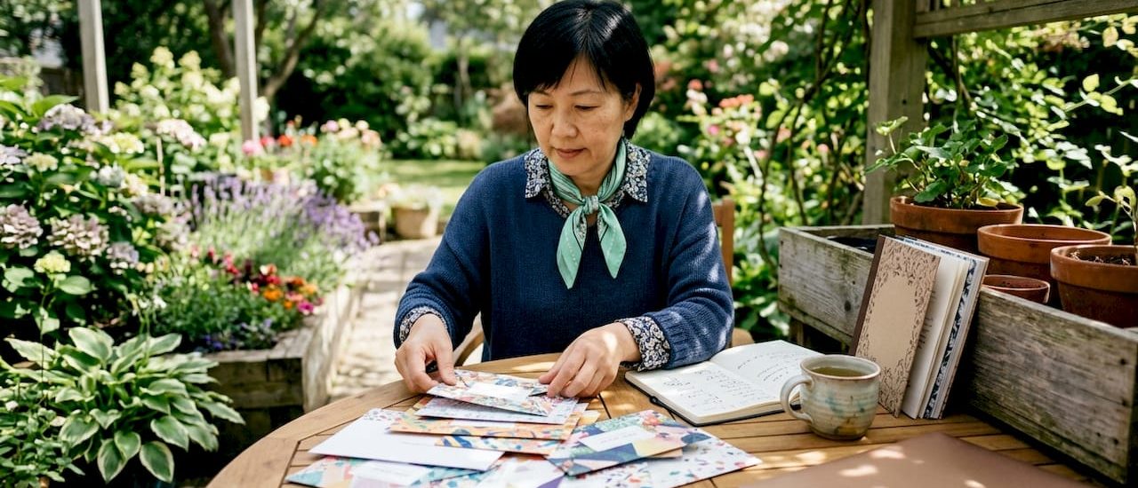 Marketing professional reviewing custom envelopes