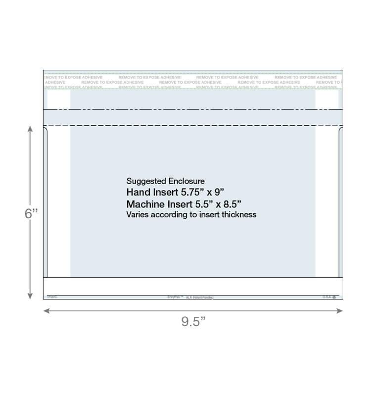 Automated letter clear booklet envelope showing dimensions